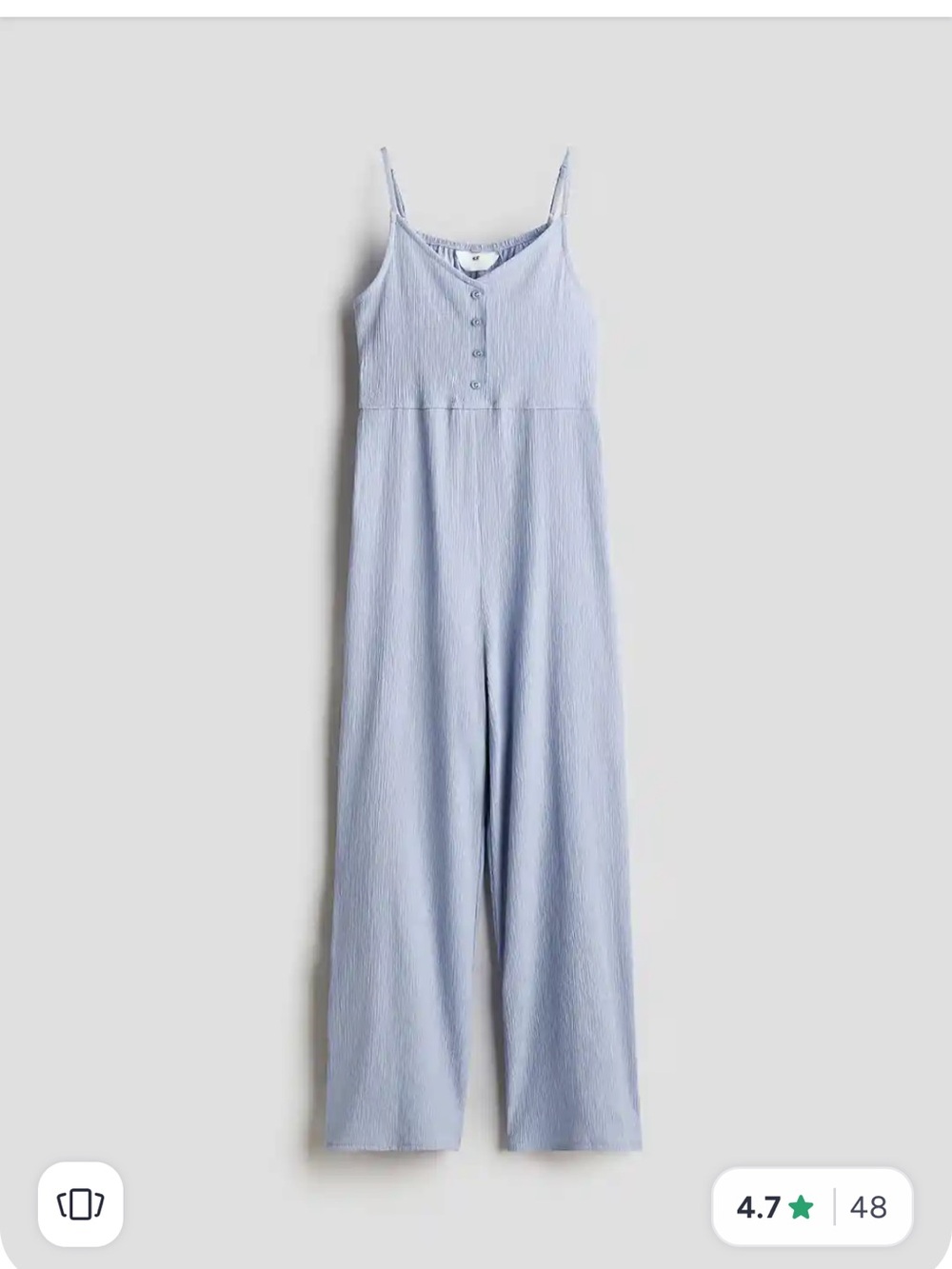 H&M Light Blue Button-Front Strappy Jumpsuit